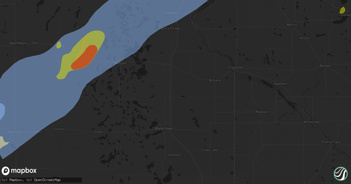 Hail map in South Shore, SD on June 29, 2026