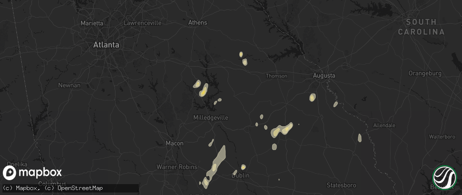 Hail map in Sparta, GA on June 29, 2026