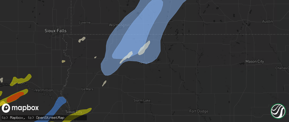 Hail map in Spencer, IA on June 29, 2026
