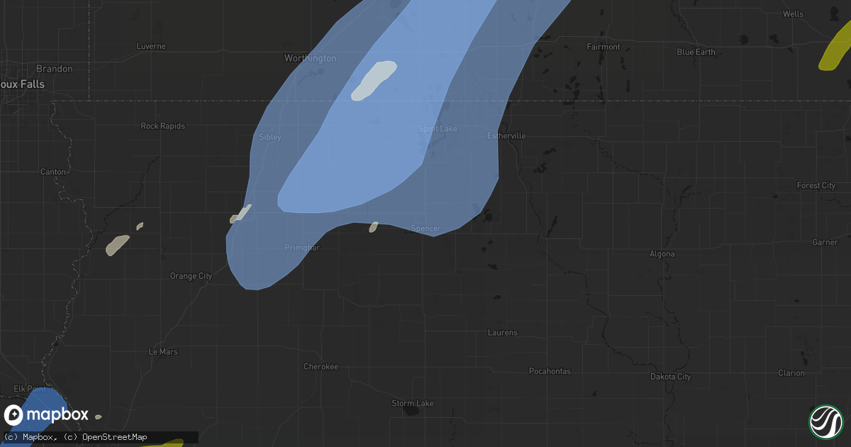 Hail map in Spencer, IA on June 29, 2026