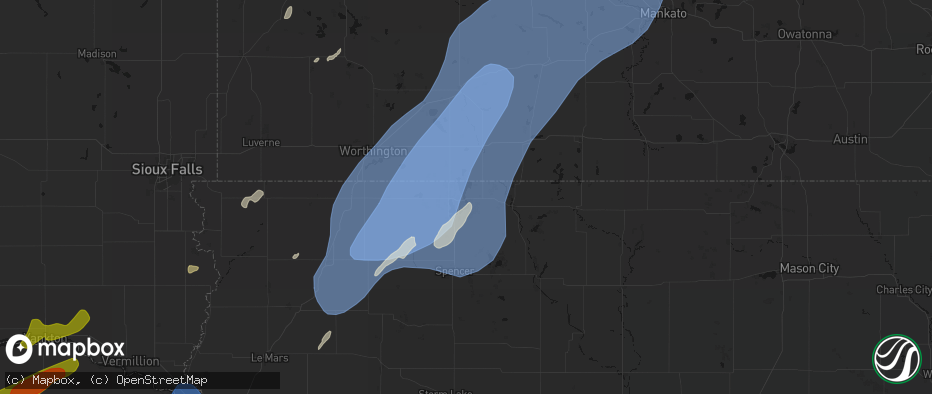 Hail map in Spirit Lake, IA on June 29, 2026