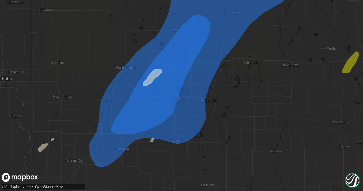 Hail map in Spirit Lake, IA on June 29, 2026
