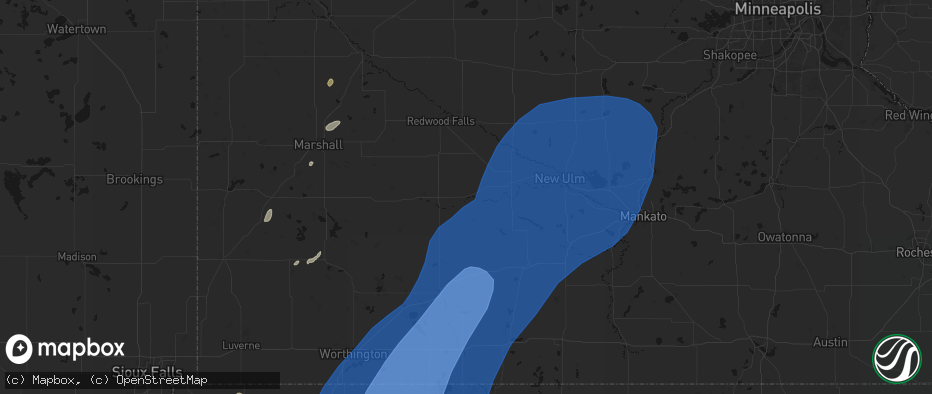 Hail map in Springfield, MN on June 29, 2026