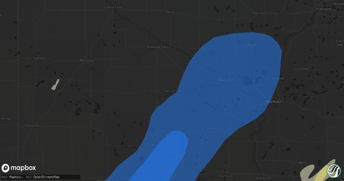 Hail map in Springfield, MN on June 29, 2026