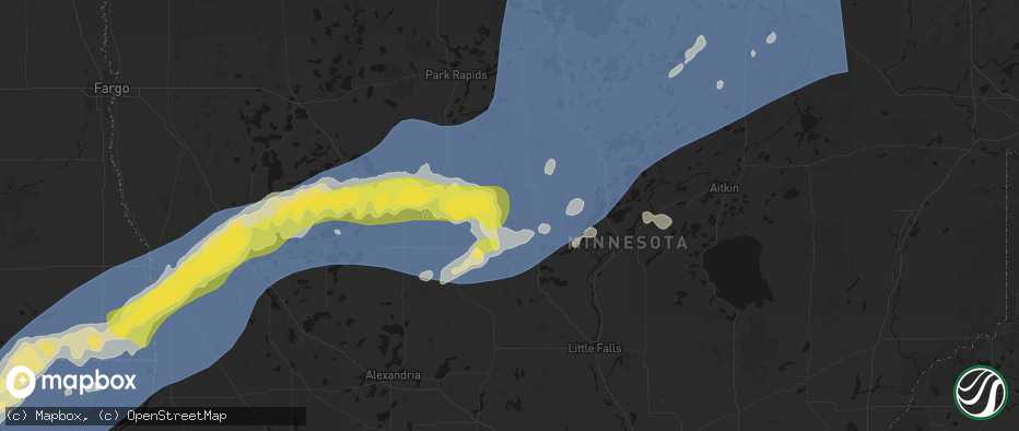 Hail map in Staples, MN on June 29, 2026