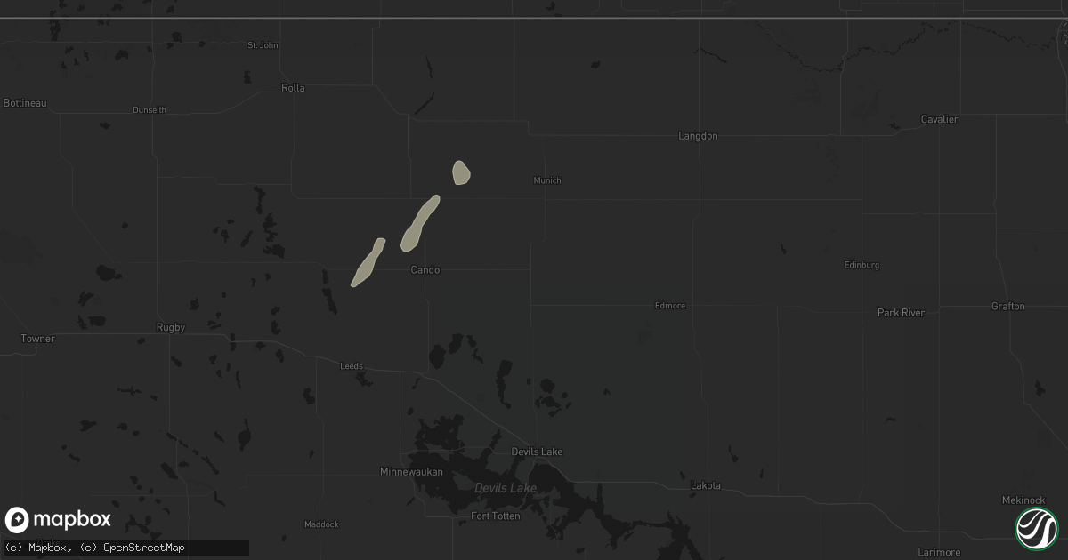 Hail map in Starkweather, ND on June 29, 2026