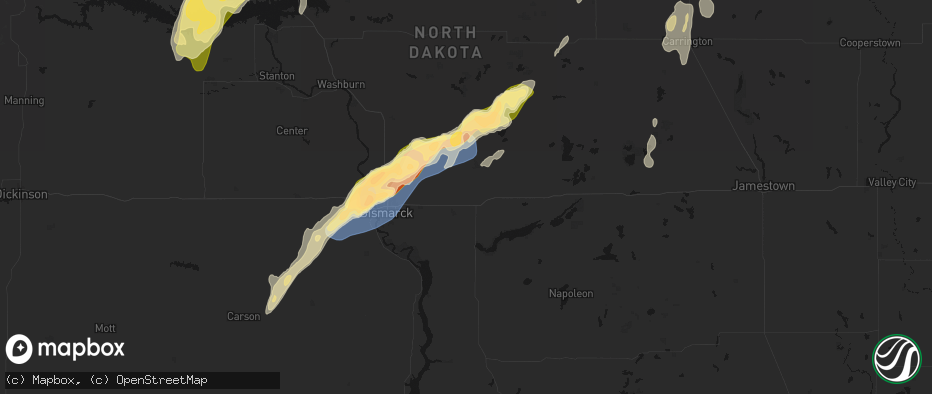 Hail map in Sterling, ND on June 29, 2026