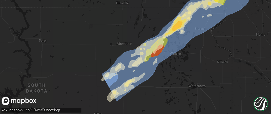 Hail map in Stratford, SD on June 29, 2026
