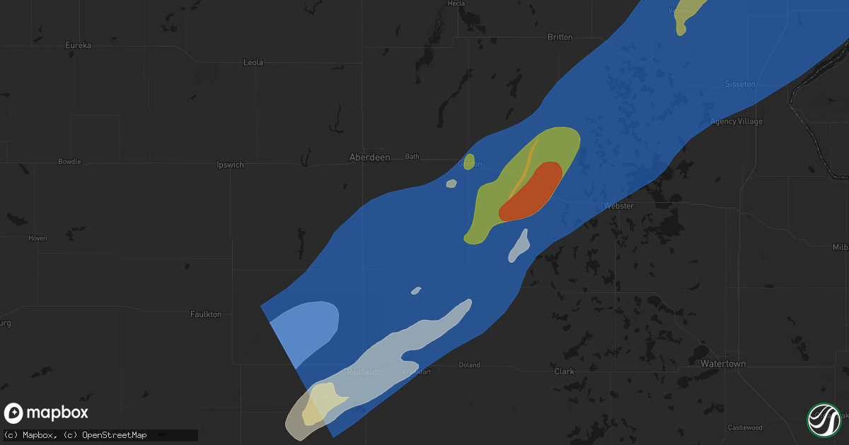 Hail map in Stratford, SD on June 29, 2026