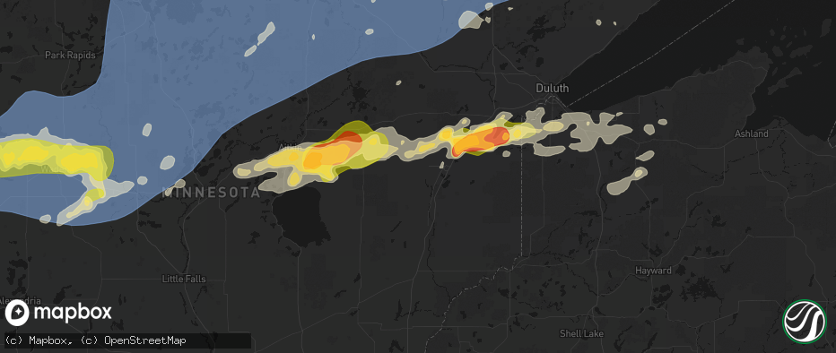 Hail map in Sturgeon Lake, MN on June 29, 2026