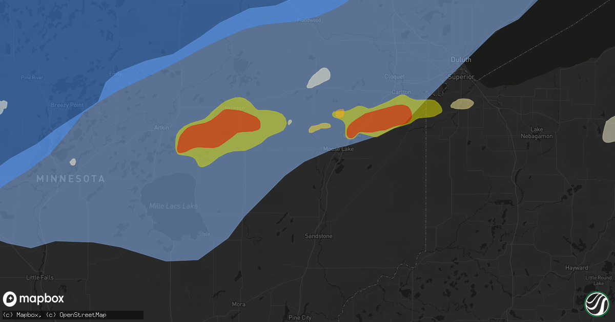 Hail map in Sturgeon Lake, MN on June 29, 2026