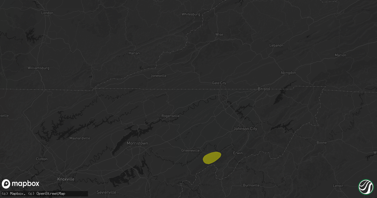 Hail map in Surgoinsville, TN on June 29, 2026