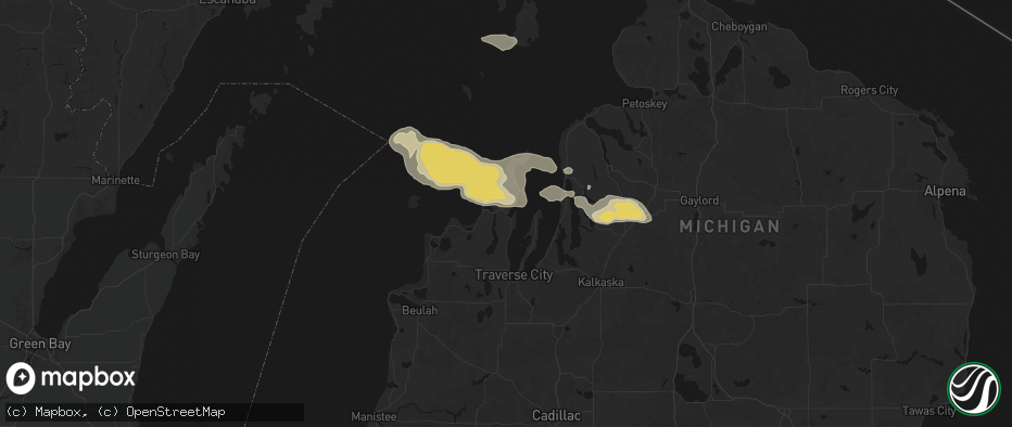 Hail map in Suttons Bay, MI on June 29, 2026