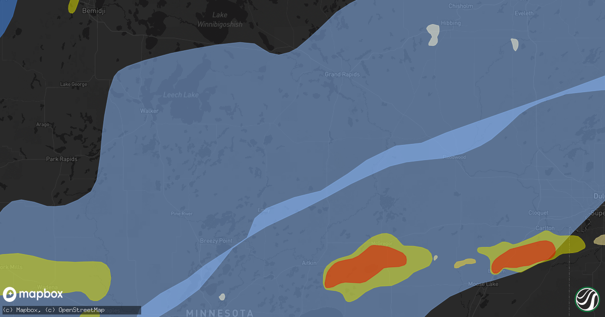 Hail map in Swatara, MN on June 29, 2026