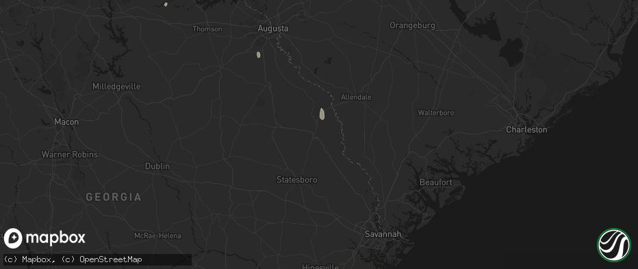 Hail map in Sylvania, GA on June 29, 2026