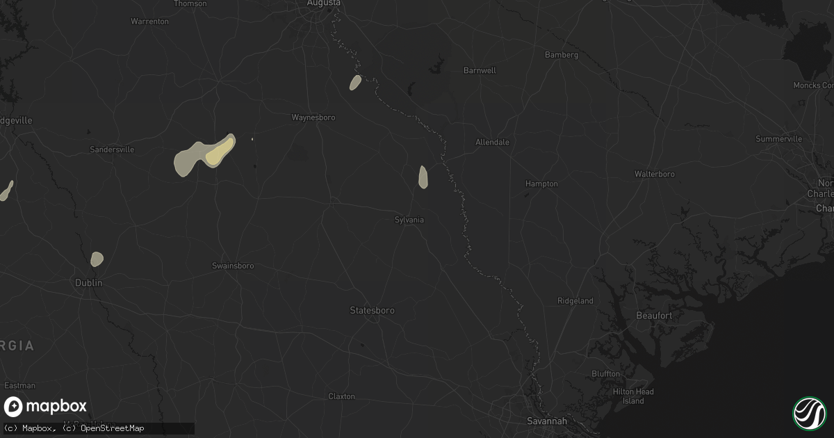 Hail map in Sylvania, GA on June 29, 2026