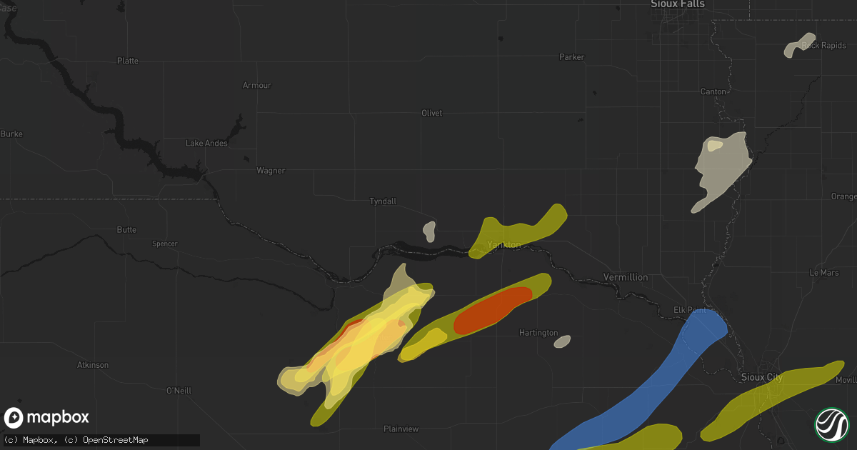 Hail map in Tabor, SD on June 29, 2026
