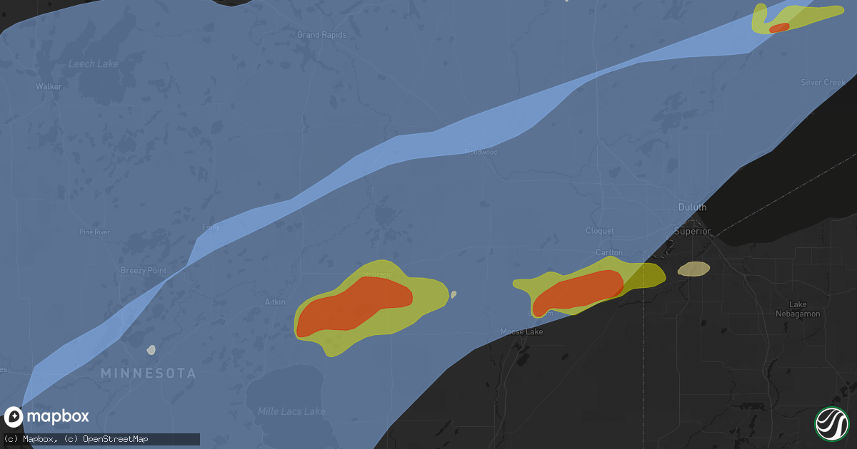 Hail map in Tamarack, MN on June 29, 2026