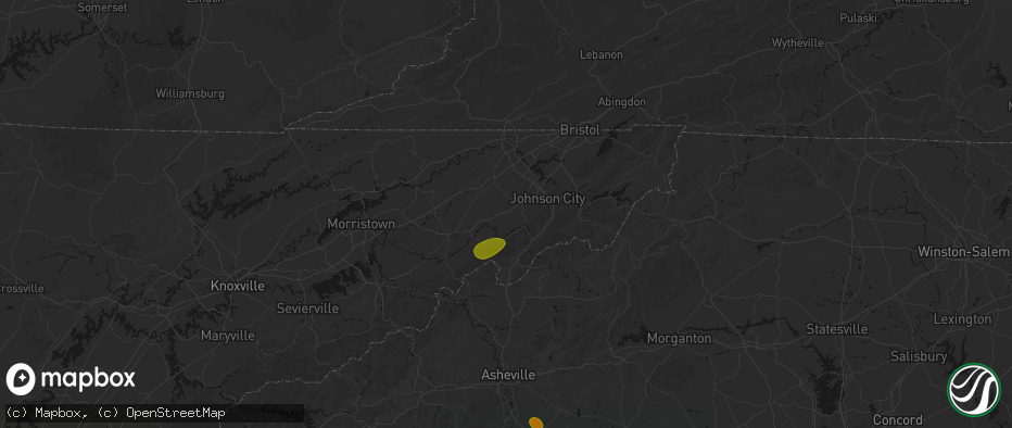 Hail map in Telford, TN on June 29, 2026
