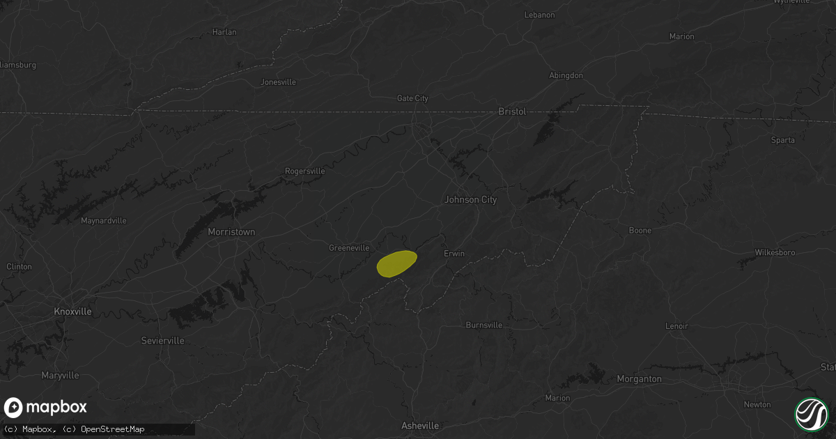 Hail map in Telford, TN on June 29, 2026