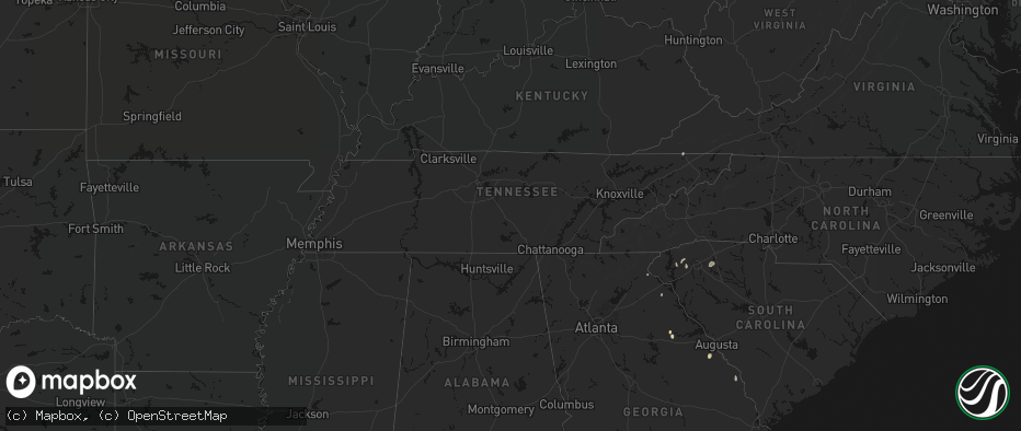 Hail map in Tennessee on June 29, 2026
