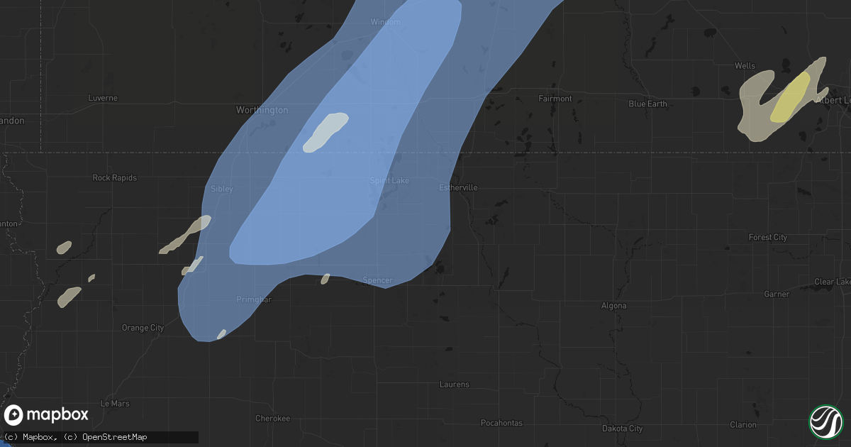 Hail map in Terril, IA on June 29, 2026