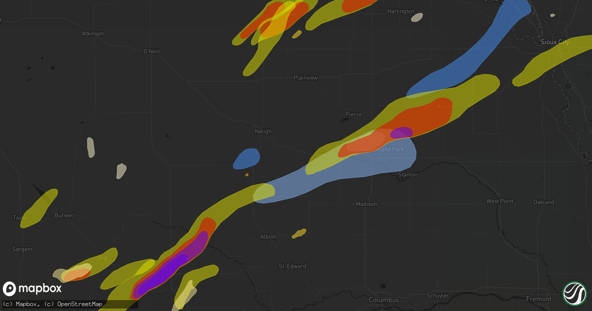 Hail map in Tilden, NE on June 29, 2026