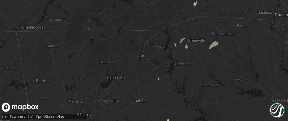 Hail map in Toccoa, GA on June 29, 2026