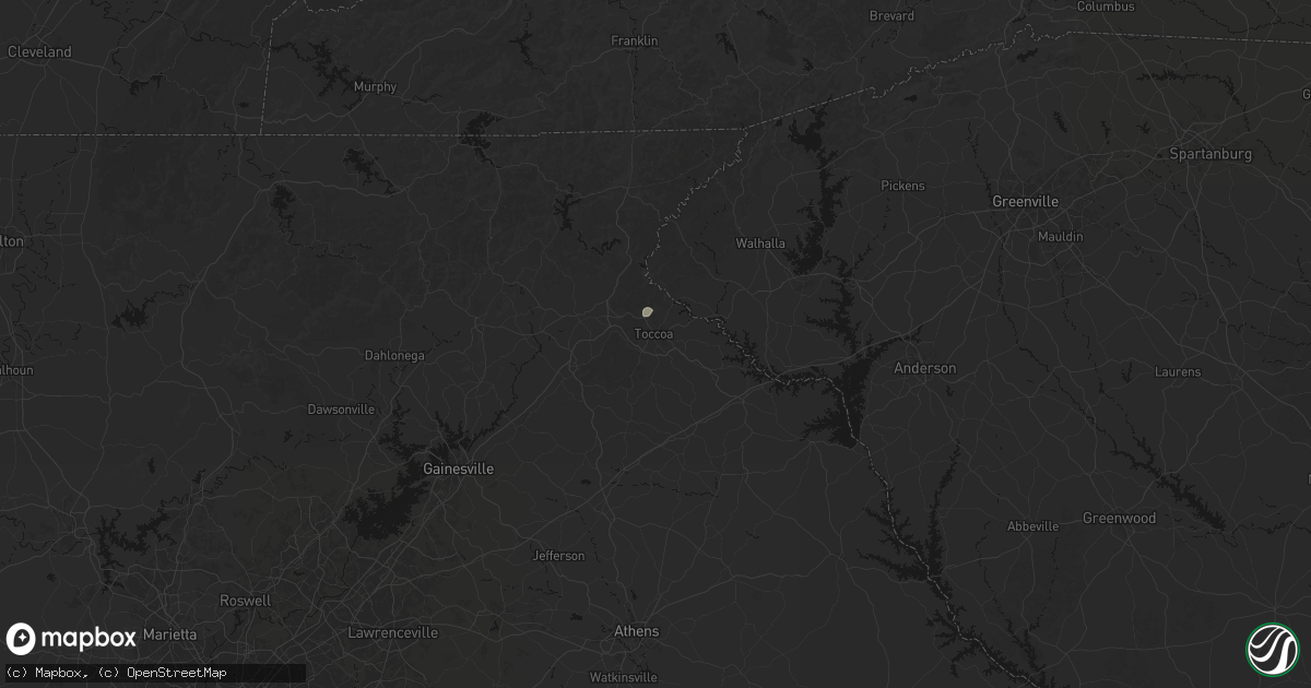 Hail map in Toccoa, GA on June 29, 2026