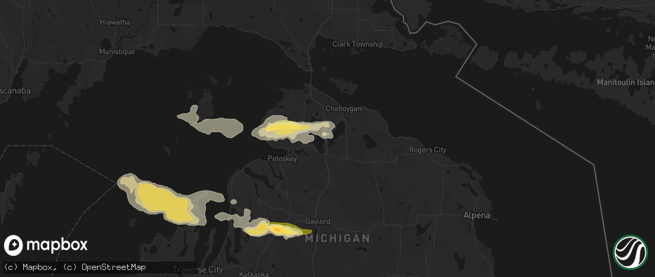 Hail map in Topinabee, MI on June 29, 2026