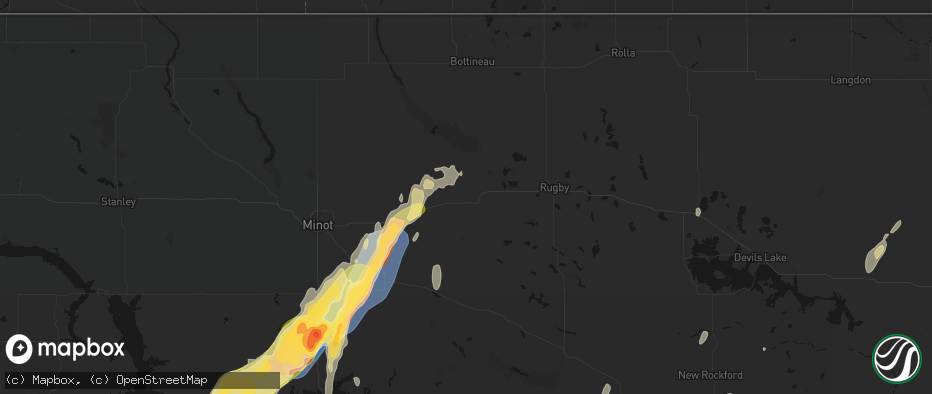 Hail map in Towner, ND on June 29, 2026