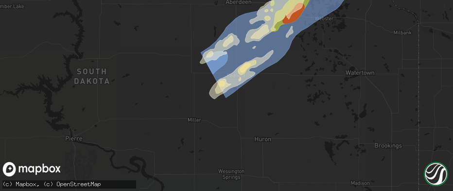 Hail map in Tulare, SD on June 29, 2026