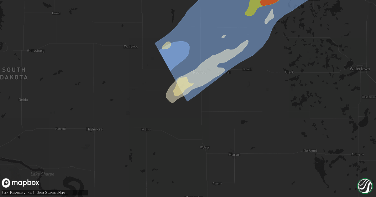 Hail map in Tulare, SD on June 29, 2026