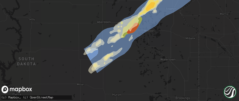 Hail map in Turton, SD on June 29, 2026