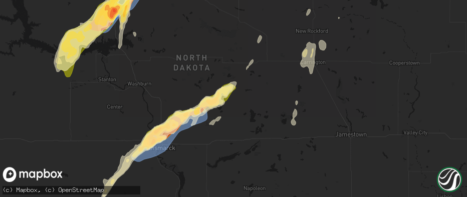 Hail map in Tuttle, ND on June 29, 2026