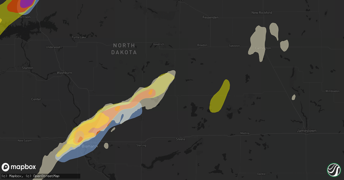 Hail map in Tuttle, ND on June 29, 2026