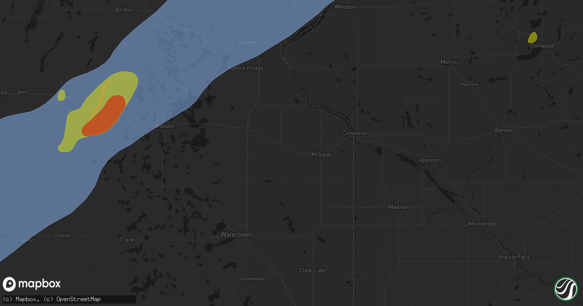 Hail map in Twin Brooks, SD on June 29, 2026