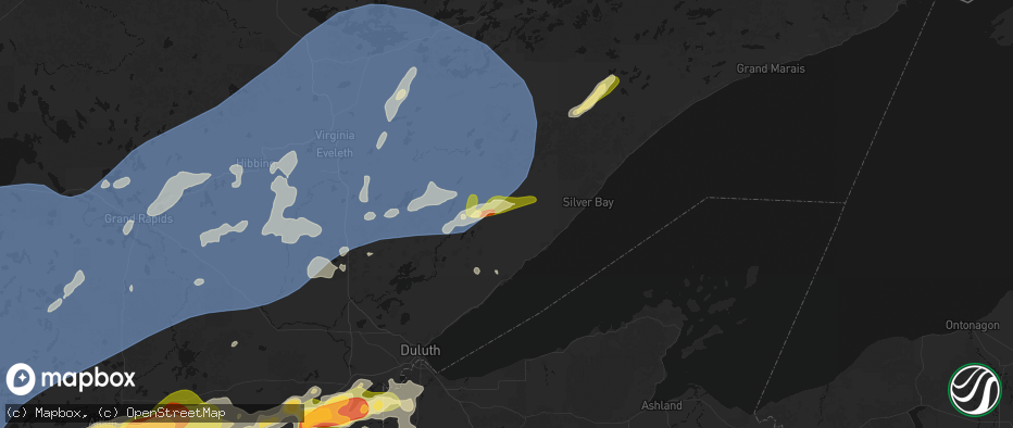 Hail map in Two Harbors, MN on June 29, 2026