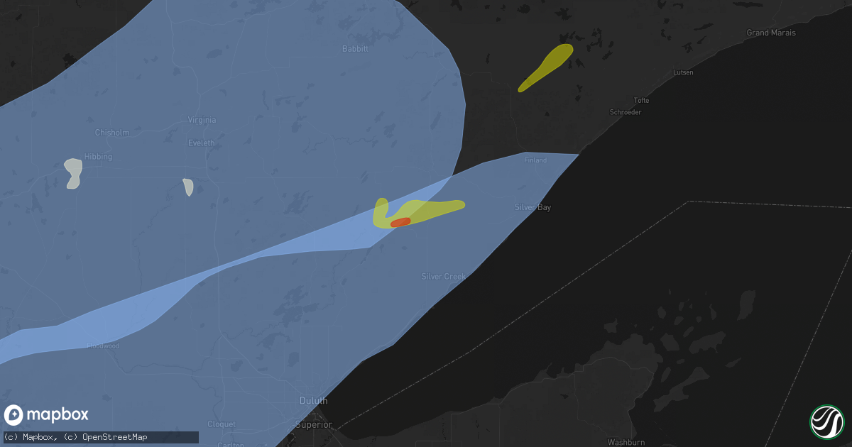 Hail map in Two Harbors, MN on June 29, 2026