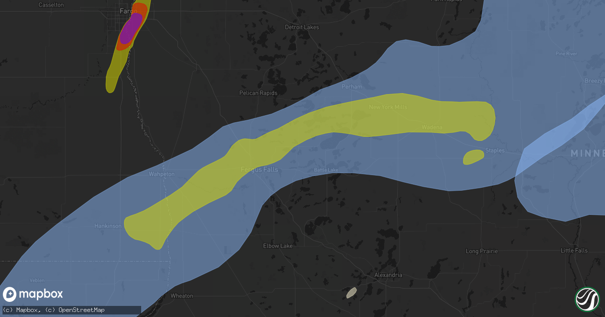 Hail map in Underwood, MN on June 29, 2026