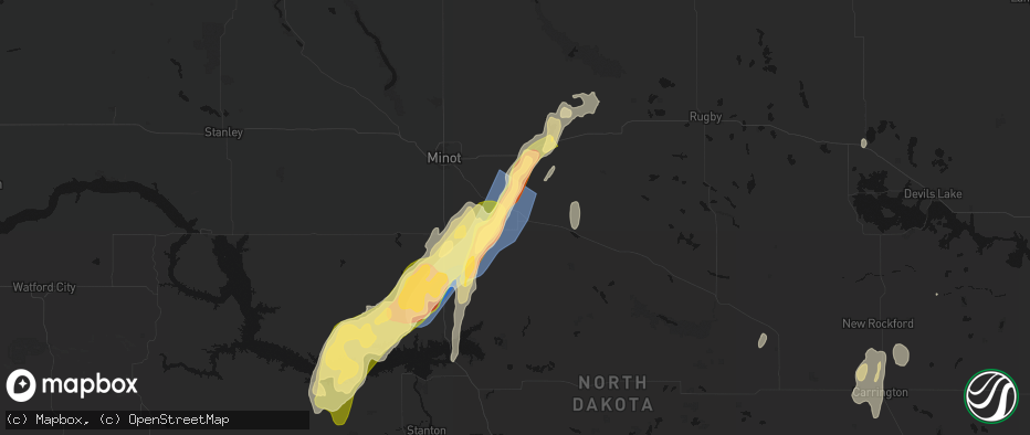 Hail map in Velva, ND on June 29, 2026