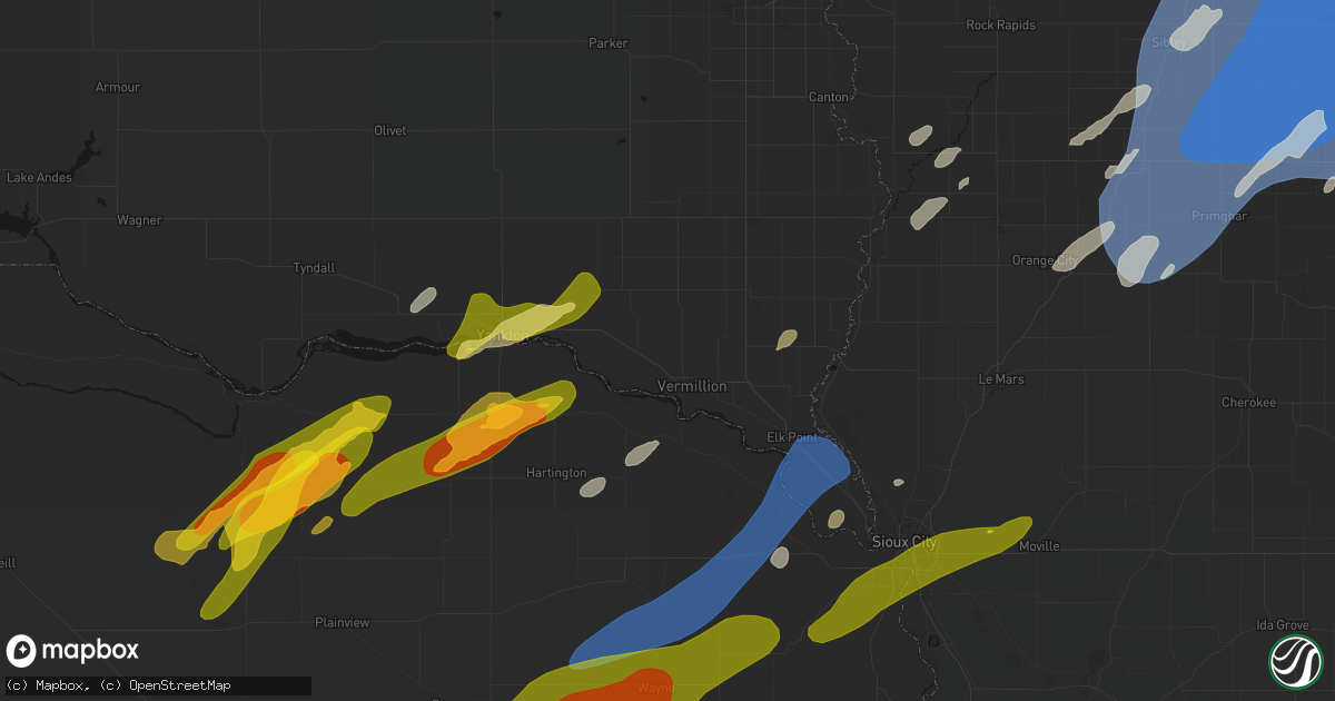 Hail map in Vermillion, SD on June 29, 2026