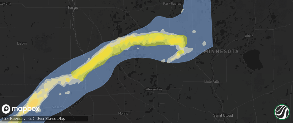Hail map in Vining, MN on June 29, 2026