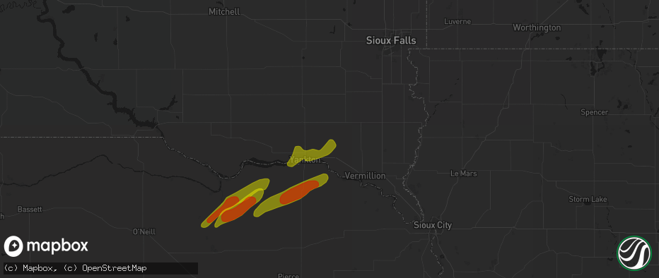 Hail map in Volin, SD on June 29, 2026