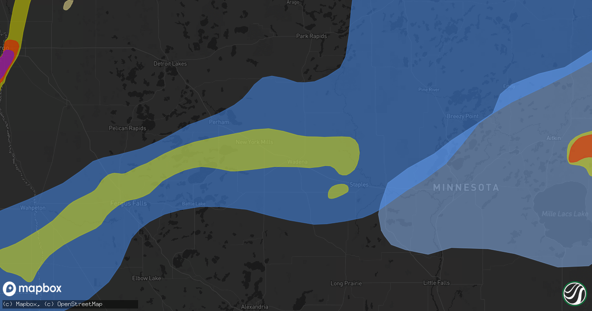 Hail map in Wadena, MN on June 29, 2026