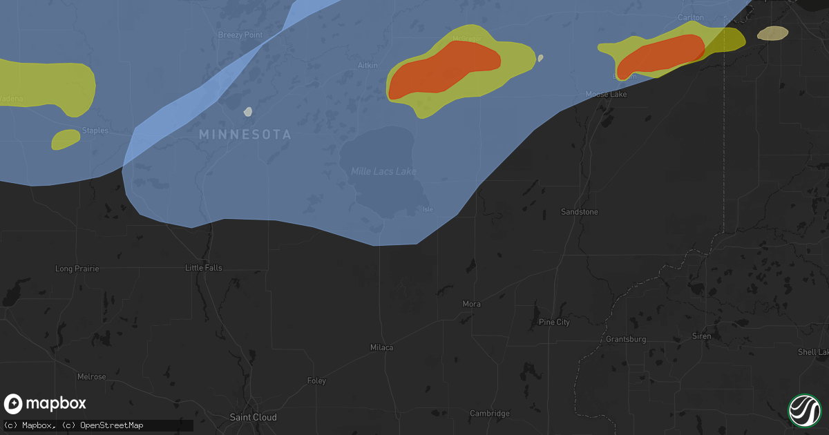 Hail map in Wahkon, MN on June 29, 2026
