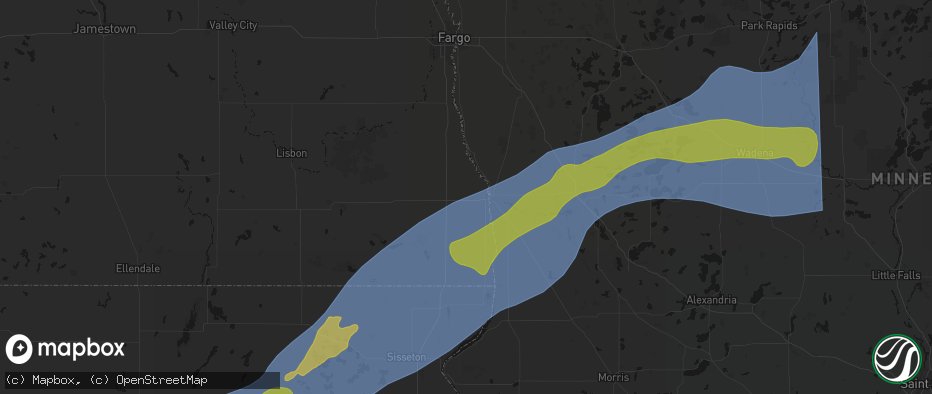 Hail map in Wahpeton, ND on June 29, 2026