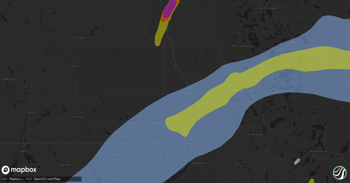 Hail map in Wahpeton, ND on June 29, 2026
