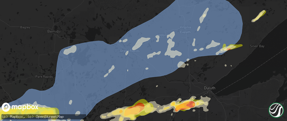 Hail map in Warba, MN on June 29, 2026