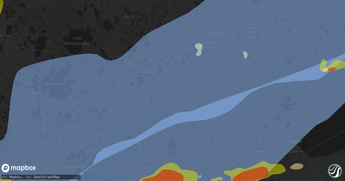 Hail map in Warba, MN on June 29, 2026